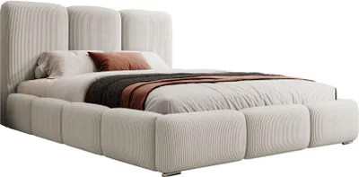Produktbild von Selsey Bauro - Polsterbett 140x200 cm, mit Stauraum und Cordbezug, greige
