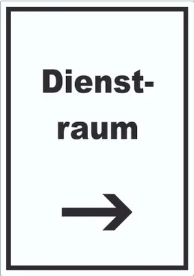 Produktbild von Dienstraum Aufkleber mit Text und Richtungspfeil rechts Büro hochkant A0 (841x1189mm)