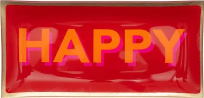 Image de Gift Company Assiette en verre Love Plates Happy L, assiette décorative, bol, verre, rouge, or, 10 x 21 cm, 1088305003