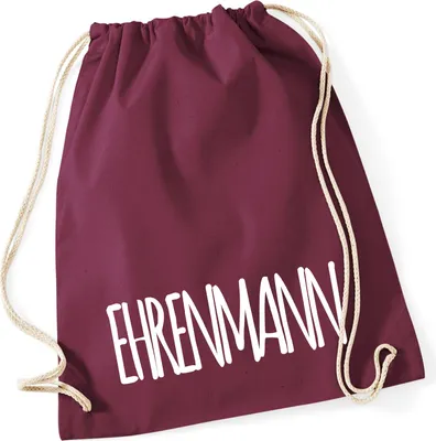Produktbild von Huuraa Turnbeutel Ehrenmann Jugendwort 12 Liter Burgundy Baumwolle Rucksack Geschenkidee