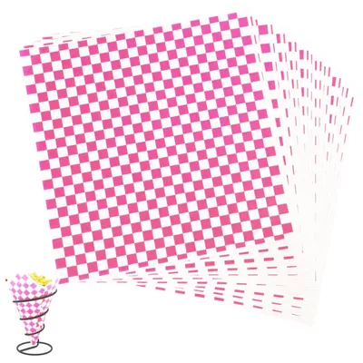 Produktbild von Feinkostpapier, 100 Blatt Frittierpapier für Körbe, umweltfreundliches Backpapier, Hamburger-Verpackungspapier, Antihaftpapier für Brot, Käse, Sandwiches, Hamburger, Pommes frites (28x26cm, rosa)