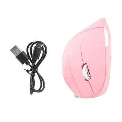 Obrázek produktu pro Vertikální myš USB, bezdrátová, kancelářská, herní, dobíjecí, počítačové příslušenství H1 2.4G, růžová
