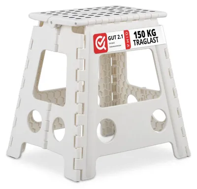 Productafbeelding van Opvouwbare kruk - Kampeerkruk - Tot 150 kg - Kunststof - Wit