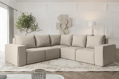 Produktbild von Ecksofa Designersofa ESTELLE in Stoff Opera Velvet Pearl Seite Universal
