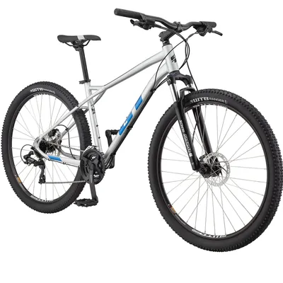 Obrázok produktu pre GT Aggressor Expert 650B horský bicykel hardtail MTB bicykel 27.5' horský bicykel, farba:lesklá strieborná/team blue/čierna, veľkosť rámu:46 cm