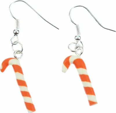Produktbild von Zuckerstange Ohrringe Miniblings Hänger Candy Lutscher Weihnachten orange weiß