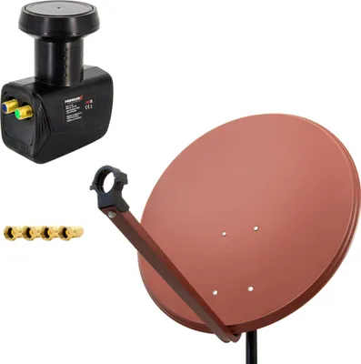 Produktbild von PremiumX SAT Anlage 100cm Antenne Aluminium Twin LNB 4x F-Stecker