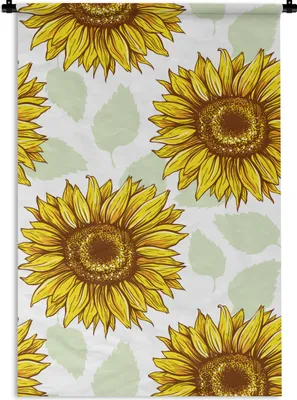 Produktbild von MuchoWow® Wandteppich Wandbehang Sonnenblume - Muster - Blumen 60x90 cm Tapisserie Dekoration Wandtuch - Foto-Teppich - Abwaschbar