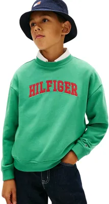 Productafbeelding van Tommy Hilfiger jongens sweatshirt, model varsity, met ronde hals, in de kleur turquoise (Bahama)