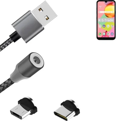 Produktbild von K-S-Trade Hochwertiges Magnet-Lade-kabel Sync-Kabel Daten-Kabel für LG Electronics Risio 4 mit USB-Typ-C-Anschluss und Micro-USB-Anschluss 2A bis zu