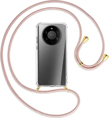 Produktbild von Handykette Backcover-Schutzhülle mit Band (Metall goldfarben) für Huawei Mate 40 Pro Plus - roségold