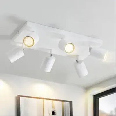Produktbild von ZMH LED Deckenleuchte Weiß Deckenstrahler: GU10 Deckenlampe 6 Flammig 330°Schwenkbar Deckenspots Industrial Modern für Wohnzimmer Schlafzimmer Küche Flur