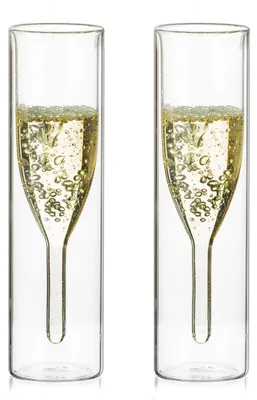 Doppelwandige Champagnerflöten 2er-Set, 200 ml, stiellos, transparent