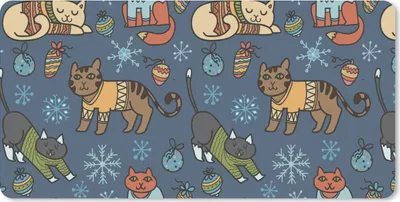 Produktbild von MuchoWow® Mauspad Mousepad Katze - Tiere - Weihnachten - Muster 60x30 cm - Mousepads - Maus Mat - Pad - Mausunterlage - Nachhaltig