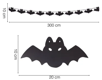 Productafbeelding van Vleermuis-slingers, Halloween-decoratie, griezelige, spookachtige, feestversiering, decoratieaccessoires, zwart, ornamenten, kleur: zwart