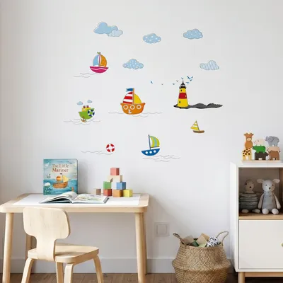 Image de Autocollants muraux décoratifs : bateaux et nuages