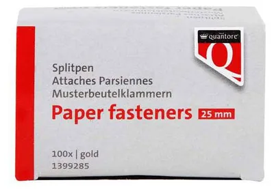 Obrázek produktu pro Quantore - SplitPen 25 mm zlatý 100 kusů | Krabice po 100 kusech
