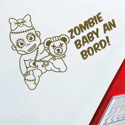 Produktbild von Auto Aufkleber Zombie Baby an Bord on Tour 30x21 cm Gold Sticker Heckscheibenaufkleber