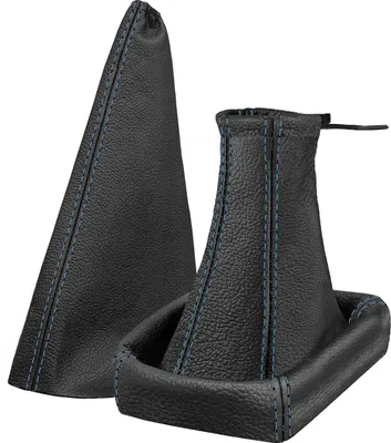 Produktbild von Schaltsack und Handbremsmanschette Opel Tigra Twintop 2004-2010  in Echtleder schwarz Naht blau