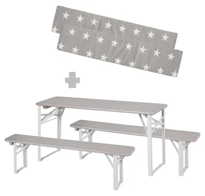 Produktbild von Roba 457010GAV190 Set Kinderparty-Garnitur mit Bankkissen grau – Outdoorgrau