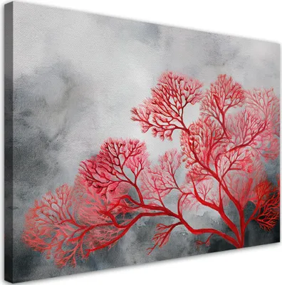 Produktbild von Leinwandbild Bäume Pflanzen Rot 120x80 Feeby Rot bild für die wand bereit zum aufhängen