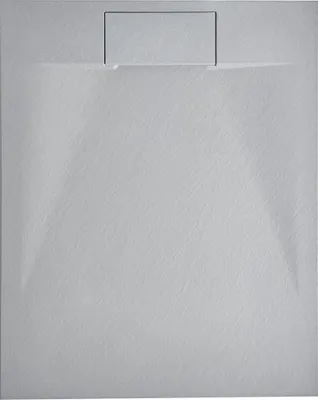 Produktbild von BELIANI Duschwanne Grau SMC-Masse Steinoptik Flach Rechteckig 80x100 cm mit Ablauf Seitlich Ablaufgarnitur Ablaufrinne Schürze 3 cm Hoch Duschtasse
