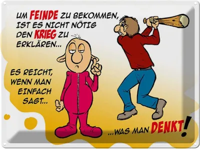 Produktbild von vianmo Blechschild 30x40 cm Feinde einfach sagt was man denkt Spruch Zitat