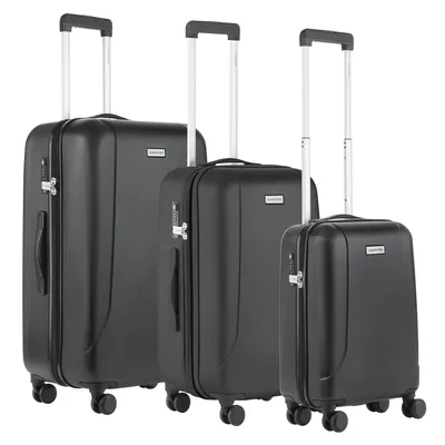 Immagine prodotto di Set valigie CarryOn Skyhopper da 3 pezzi - Trolley rigido con ruote e lucchetto TSA - Valigie S/M/L - Nero