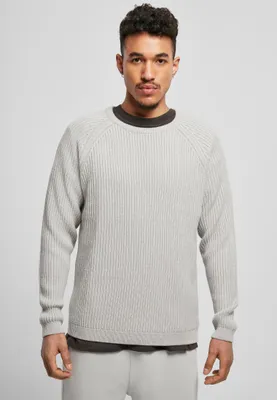 Zdjęcie produktu dla Męski sweter Urban Classics Ribbed Raglan Sweater w kolorze jasnoasfaltowym – rozmiar XL