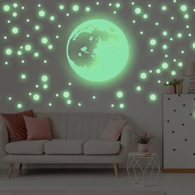 leuchtender Mond mit Sternen – Decords Wandtattoo, Produktansicht 1