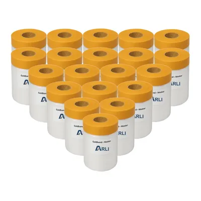 Produktbild von ARLI 20x Goldband Masker 550 mm x 25 m Abdeckfolie mit Klebeband Malerfolie Transparent Baufolie Tape