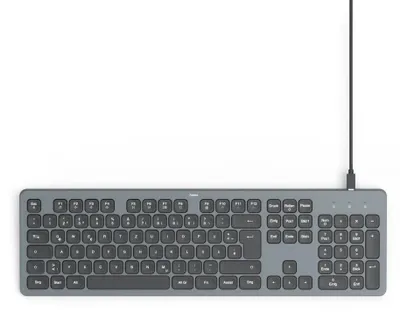 Obrázok produktu pre Hama CK-400, Plná veľkosť (100 %), Kábel, USB, Nožnicový spínač, QWERTZ, Čierna, Tmavo šedá