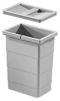 Produktbild von Hailo Inneneimer 1075959 mit Deckel hellgrau 8 L 226 x 156 x 295 mm