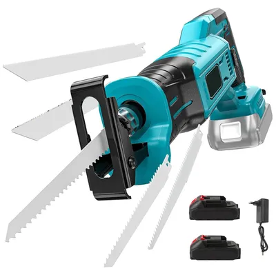Produktbild von Akku-Säbelsäge - Bürstenlos - Werkzeugloser Sägeblattwechsel - 3000 U/min - Für Holz, Metall und PVC - 2 Akkus