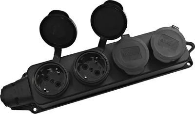 Produktbild von Schukokupplung Schuko IP44 230V Mehrfachsteckdose Steckdosenleiste schwarz 4- Fach