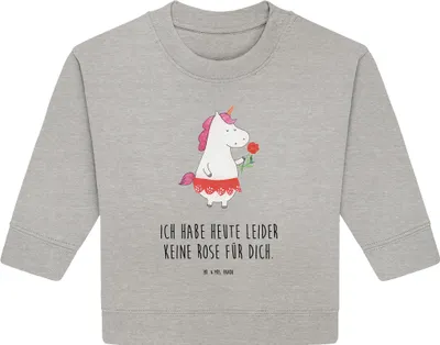 Produktbild von Mr. & Mrs. Panda Organic Baby Pullover Einhorn Dame 24. - 36. Monat - Heather Grey - Geschenk, Lady, Unicorn, Bachelor, Einhörner, Bullover, Frau