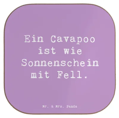 Produktbild von Mr. & Mrs. Panda Untersetzer für Gläser Spruch Cavapoo Sonnenschein - Lavendeltraum - Geschenk, Glas, Hunderassen, fröhlicher Hund, Charakter, Hunderasse, Hunde, Coaster