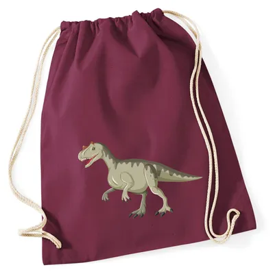 Produktbild von Huuraa Turnbeutel Allosaurus Dinosaurier 12 Liter Burgundy Baumwolle Rucksack Geschenkidee