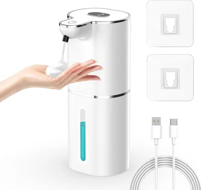 Productafbeelding van Gcstnn 380ml elektrische schuimzeepdispenser met sensor - Wandmontage - USB oplaadbaar - LCD-scherm - IPX5 waterdicht - Voor badkamer - Keuken