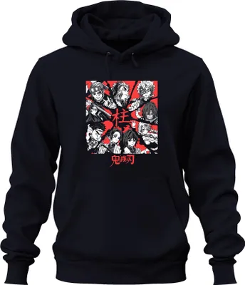 Produktbild von Demon Slayer Kimetsu no Yaiba Hashira Anime Geschenk Vintage Uni Hoodie Kapuzenpullover, Navy, L