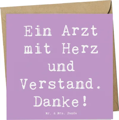 Produktbild von Mr. & Mrs. Panda Grußkarte Spruch Arzt mit Herz - Lavendeltraum - Geschenk, anlasskarte, Klappkarte, liebevoller, Bedanken, Glückwunschkarte, Wertschätzung, Respekt