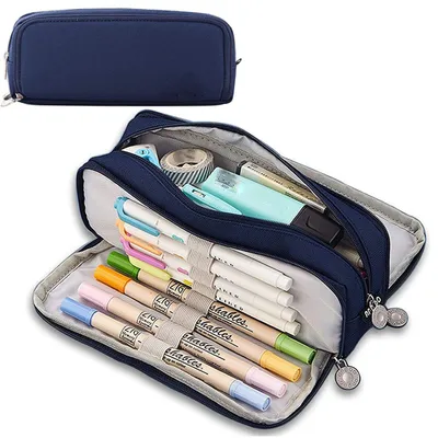 Obrázek produktu pro Pouzdro na psací potřeby se 3 přihrádkami, oboustranný zip, rozměry 22 x 6 x 9 cm