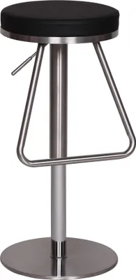 Produktbild von FineBuy Barhocker Edelstahl Schwarz höhenverstellbare Sitzfläche 54 - 79 cm Barstuhl Bistrohocker Gepolstert Thekenhocker 360° Drehbar Tresenstuhl