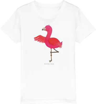 Produktbild von Mr. & Mrs. Panda Kleinkinder T-Shirt Flamingo Yoga 9-11 Jahre (134/146) - Weiß - Geschenk, Baum, Namaste, Urlaub, Teenager, Kindershirt, Bio Kinder, Yogi, Rosa, Jungen