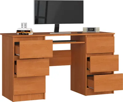 Produktbild von Schreibtisch 135cm mit 6 Schubladen Computertisch Tastaturauszug Gaming-Tisch