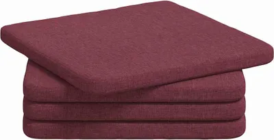 Image de vidaXL Coussins de siège, lot de 4, tissu, bordeaux, 40 x 40 x 3 cm