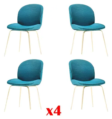 Produktbild von Gepolsterte Esszimmer Stühle 4x Stuhl Gruppe Garnitur Stoff Design Gruppe Neu