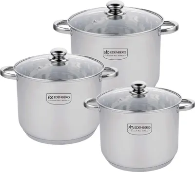 Produktbild von Pfannenset – Edelstahl – 6-teilig – Sandwichboden
