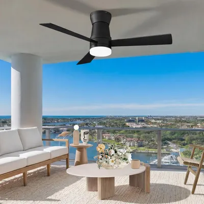 Obrázok produktu pre Stropný ventilátor ProximaX s LED osvetlením, priemer 106,6 cm (42 palcov), 3 čierne lopatky, tichý DC motor, diaľkové ovládanie