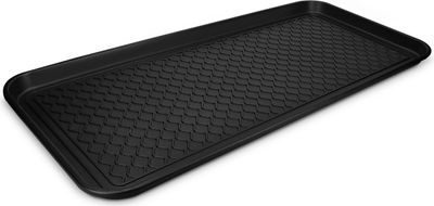 Navaris XL Schuhabtropfschale Schuhmatte Ablage - Schuhablage 76x38x3cm mit erhöhtem Rand - Abtropfschale Schwarz für Schuhe Regen Herbst Winter